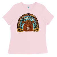 Bubblegum Pink red angus rainbow Ladies Tee - JahusDesignShop