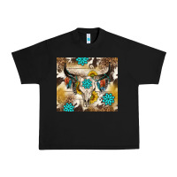 Black cowhide leopard bull skull gemstone Urban Heavy Tee - NancyCooperArtShop