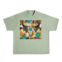 Oil Green cowhide leopard bull skull gemstone Urban Heavy Tee - NancyCooperArtShop