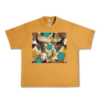 Peanut Butter cowhide leopard bull skull gemstone Urban Heavy Tee - NancyCooperArtShop