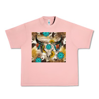 Salmon cowhide leopard bull skull gemstone Urban Heavy Tee - NancyCooperArtShop