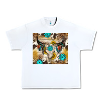 White cowhide leopard bull skull gemstone Urban Heavy Tee - NancyCooperArtShop