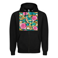 Black hair clasp and sea shells with leopard beach seamless pattern bbs Zipper Hoodie - BundleAndBundleShop