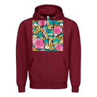 Burgundy hair clasp and sea shells with leopard beach seamless pattern bbs Zipper Hoodie - BundleAndBundleShop