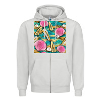 Dove Grey hair clasp and sea shells with leopard beach seamless pattern bbs Zipper Hoodie - BundleAndBundleShop