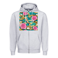 Heather Grey hair clasp and sea shells with leopard beach seamless pattern bbs Zipper Hoodie - BundleAndBundleShop