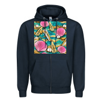 Navy hair clasp and sea shells with leopard beach seamless pattern bbs Zipper Hoodie - BundleAndBundleShop