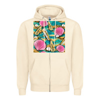Sandshell hair clasp and sea shells with leopard beach seamless pattern bbs Zipper Hoodie - BundleAndBundleShop