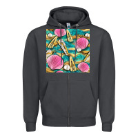 Smoke hair clasp and sea shells with leopard beach seamless pattern bbs Zipper Hoodie - BundleAndBundleShop