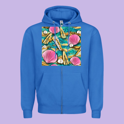 Hair Clasp And Sea Shells With Leopard Beach Seamless Pattern Bbs Zipper Hoodie Designed By Bundleandbundleshop
