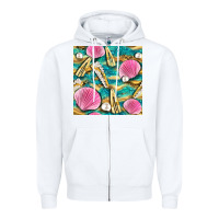 White hair clasp and sea shells with leopard beach seamless pattern bbs Zipper Hoodie - BundleAndBundleShop