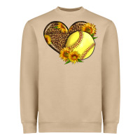 Mushroom Softball Heart With Sunflowers Heavyweight Sweatshirt - LillyAllenDesigns
