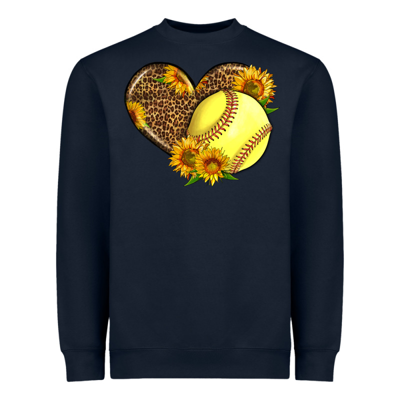 Softball Heart With Sunflowers Heavyweight Sweatshirt by LillyAllenDesigns | Teevron