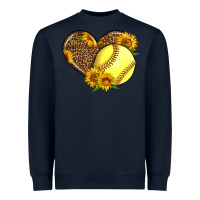 Navy Softball Heart With Sunflowers Heavyweight Sweatshirt - LillyAllenDesigns