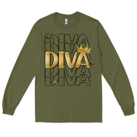 Army Green diva Long Sleeve Tee - MaliasSmallBusiness