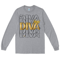 Heather Grey diva Long Sleeve Tee - MaliasSmallBusiness