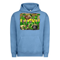 Pigment Pebble Blue All you need is coffee and lucky St. Patrick's Urban Hoodie - HowdyJamesFarm