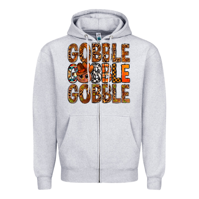 Western Gobble With Turkey Bbs Zipper Hoodie by BundleAndBundleShop | Teevron