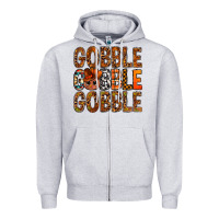 Heather Grey western gobble with turkey bbs Zipper Hoodie - BundleAndBundleShop