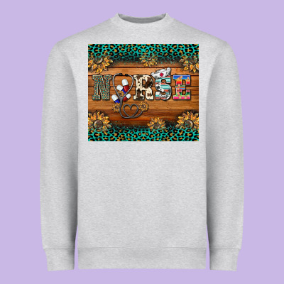 Western Nurse Glitter Leopard Sunflowers Heavyweight Sweatshirt Designed By Barkaloodesign