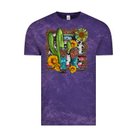 Cloud Purple western cactus with cowboy boots and sunflowers Vintage Tee - Artiststas