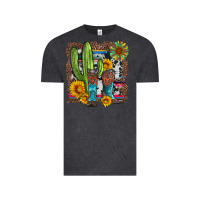 Vintage Black western cactus with cowboy boots and sunflowers Vintage Tee - Artiststas