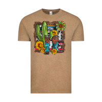 Western Cactus With Cowboy Boots And Sunflowers Vintage Tee | Teevron
