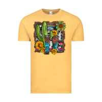 Vintage Mustard western cactus with cowboy boots and sunflowers Vintage Tee - Artiststas