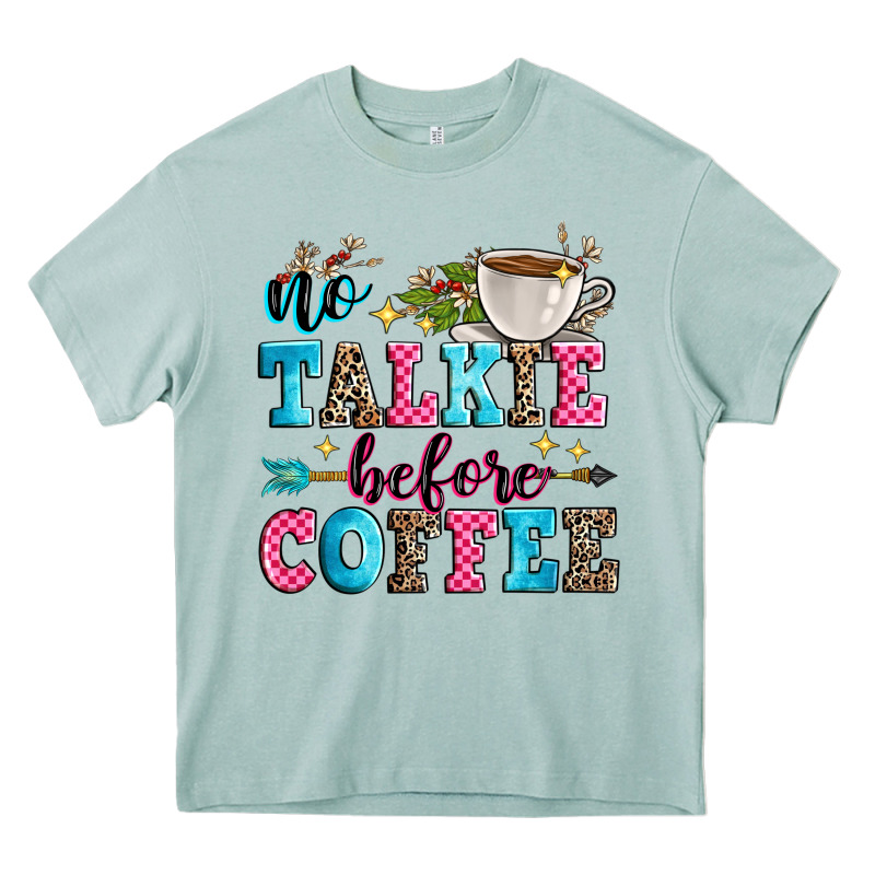 No Talkie Before Coffee Heavy Core Tee by Zillion Design Studio | Teevron
