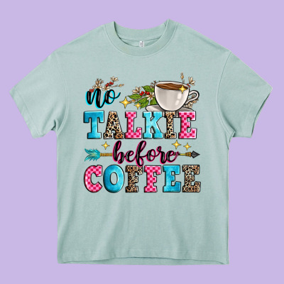 No Talkie Before Coffee Heavy Core Tee Designed By Zillion Design Studio