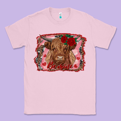 Be Mine Highland Cow Classic Tee Designed By Adodesignshop