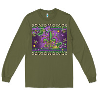 Army Green mardi gras fleur de lis Long Sleeve Tee - MaliasSmallBusiness