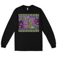 Black mardi gras fleur de lis Long Sleeve Tee - MaliasSmallBusiness