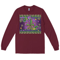 Burgundy mardi gras fleur de lis Long Sleeve Tee - MaliasSmallBusiness