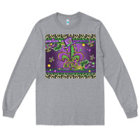 Heather Grey mardi gras fleur de lis Long Sleeve Tee - MaliasSmallBusiness