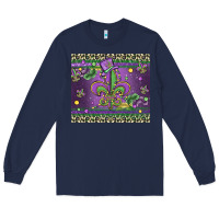 Navy mardi gras fleur de lis Long Sleeve Tee - MaliasSmallBusiness