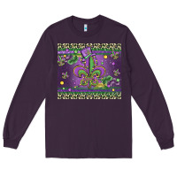 Plum mardi gras fleur de lis Long Sleeve Tee - MaliasSmallBusiness