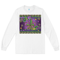 White mardi gras fleur de lis Long Sleeve Tee - MaliasSmallBusiness