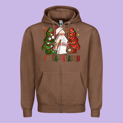 Tis' The Season Baseball Christmas Cakes Bbs Zipper Hoodie Designed By Bundleandbundleshop