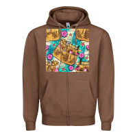 Chestnut hairdresser apron and flowers with turquoise glitter seamless pattern  Zipper Hoodie - BundleAndBundleShop