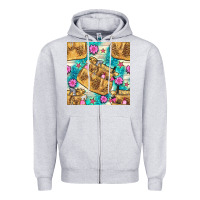 Heather Grey hairdresser apron and flowers with turquoise glitter seamless pattern  Zipper Hoodie - BundleAndBundleShop