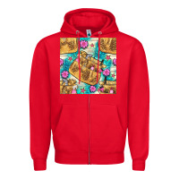 Red hairdresser apron and flowers with turquoise glitter seamless pattern  Zipper Hoodie - BundleAndBundleShop