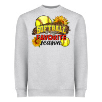 Heather Grey Softball Is My Favorite Season Heavyweight Sweatshirt - LillyAllenDesigns