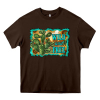 Chocolate Brown wild and free cactus Heavy Core Tee - RanaPortraitStore