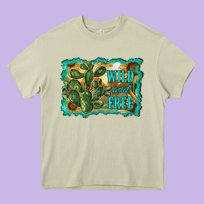 Wild And Free Cactus Heavy Core Tee Designed By Ranaportraitstore