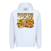 White Pumpkin farm with truck Premium Hoodie - texasbilliewilder