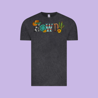 Howdy With Cowboy Hat And Cactus Vintage Tee Designed By Artiststas