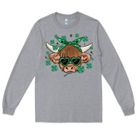 Heather Grey st patrick's day cow Long Sleeve Tee - MaliasSmallBusiness