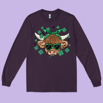 St Patrick's Day Cow Long Sleeve Tee Designed By Maliassmallbusiness