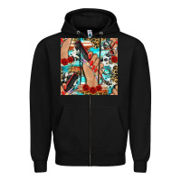 Black hairdresser hand scissors and roses with serape leopard and cowhide se Zipper Hoodie - BundleAndBundleShop